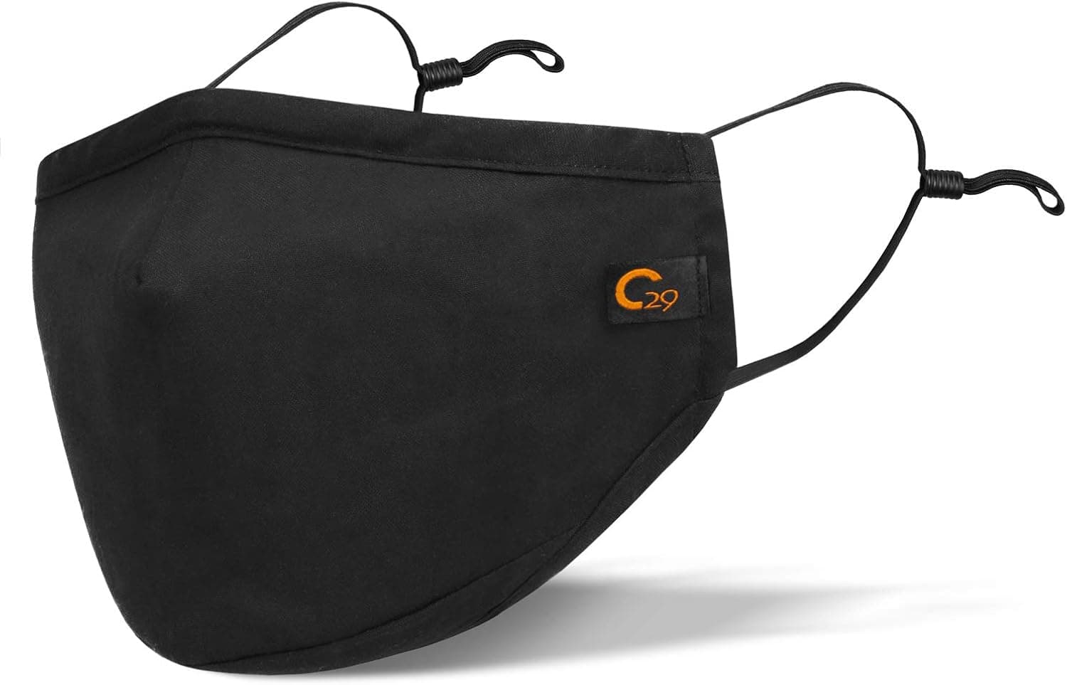 Copper Infused Face Mask With Extra Filter Pocket Protection Layer, Adjustable Ear Loops & Nose Wire (1-Pack, Black, Large)