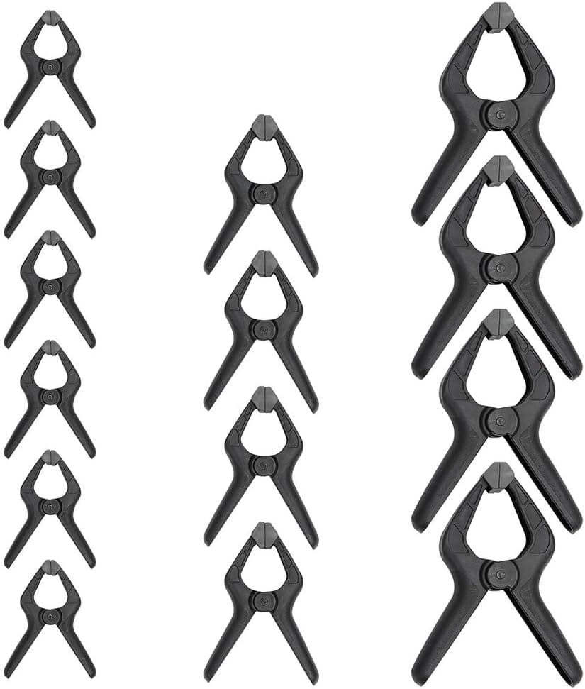 Amazon Basics 14-Piece Nylon Spring Clamp Set - 6 Pieces 3-3/8-Inch, 4 Pieces 4-1/2-Inch, 4 Pieces 6-1/2-Inch