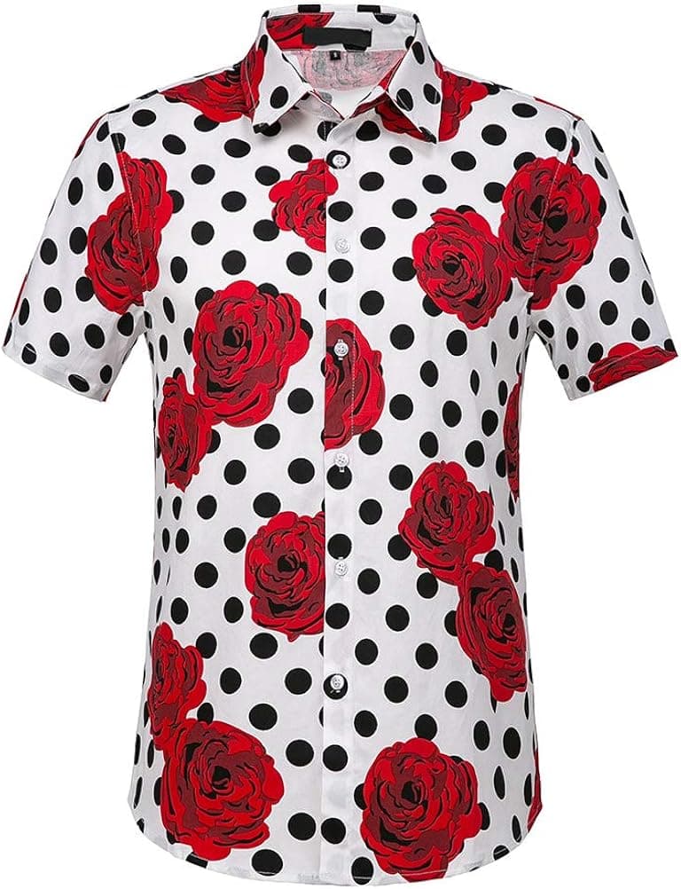THWEI Mens Hawaiian Shirt Casual Print Short Sleeve Aloha Holiday Beach Wear