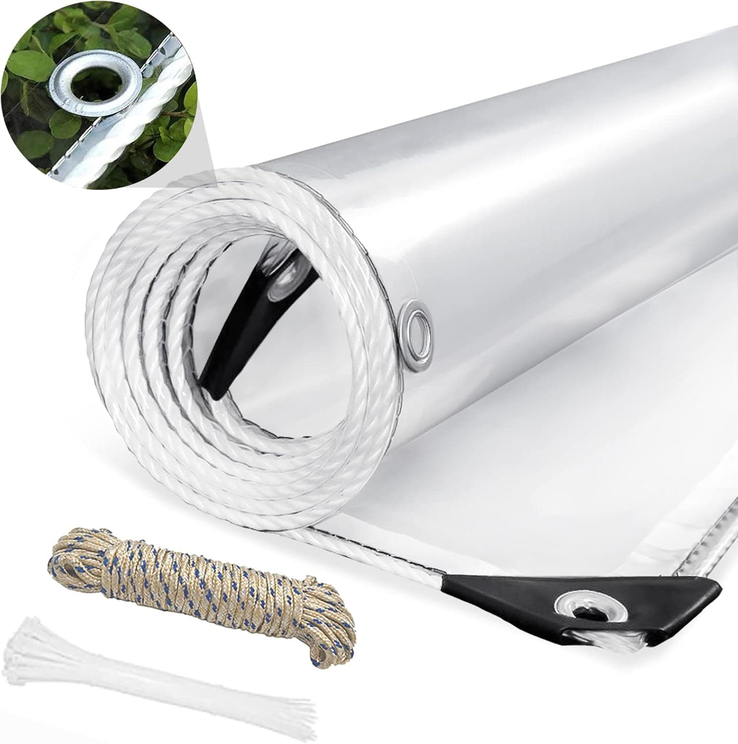 Tarps Grommets Heavy Duty Waterproof PVC Transparent - Tarpaulin Poly Clear Vinyl Lona Cover - 0.35mm Clear Awning Canopy Patio Tent Enclosure - Tarp to Cover The Sun and Rain (2x2.5m/6.5x8.2ft)