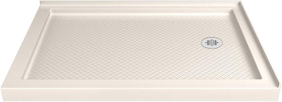 DreamLine SlimLine 36 in. D x 48 in. W x 2 3/4 in. H Right Drain Double Threshold Shower Base in Biscuit, DLT-1036482-22