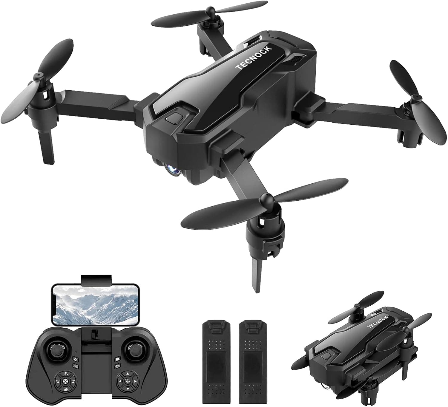 TECNOCK Drone with Camera for Kids - 1080P HD FPV Drones for Adults RC Quadcopter with 2 Batteries Optical Flow Positioning Gravity Sensor One Key Start Toys for 6 8 12-14 Year Old Boy Girls Beginner