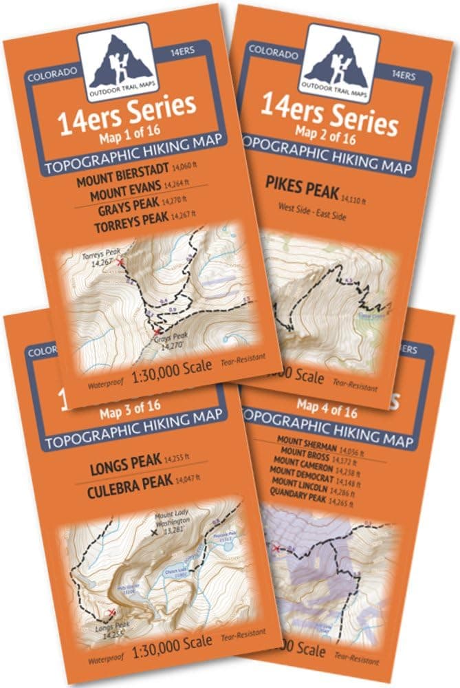 Outdoor Trail Maps Colorado 14ers Series Front-Tenmile-Mosquito Range Map Pack