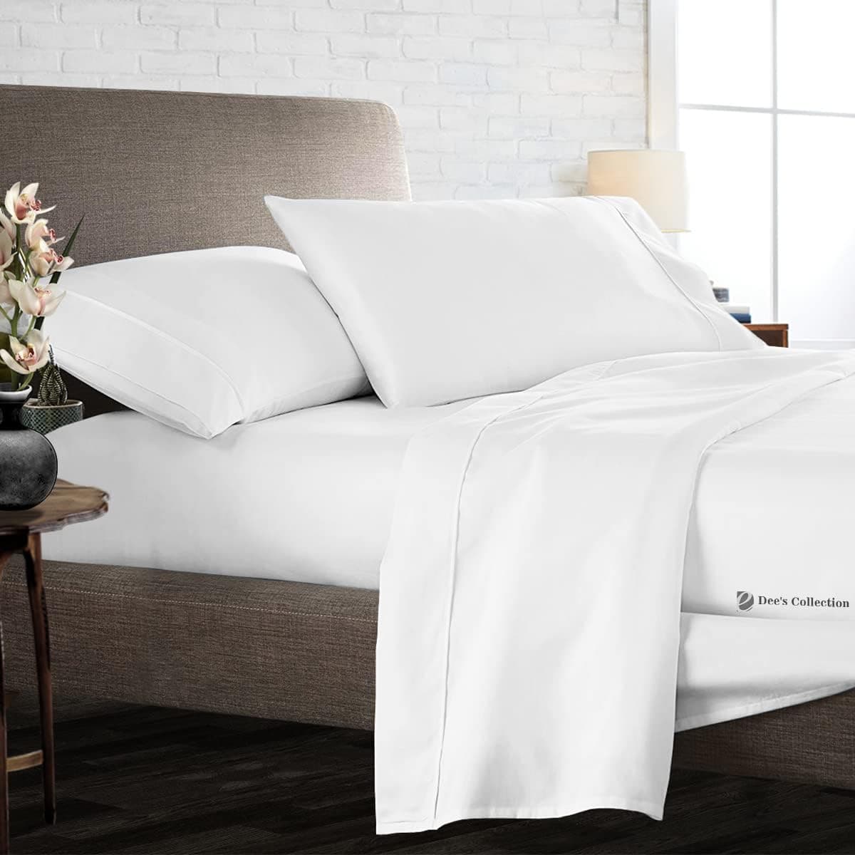 800 Thread Count White Twin XL Size Egyptian Cotton Solid Sheet Set of 4, Luxurious Soft & Silky Bedsheet, Fade Wrinkle Stain Resistant, Easy Care Fits Upto 15" Deep Pockets