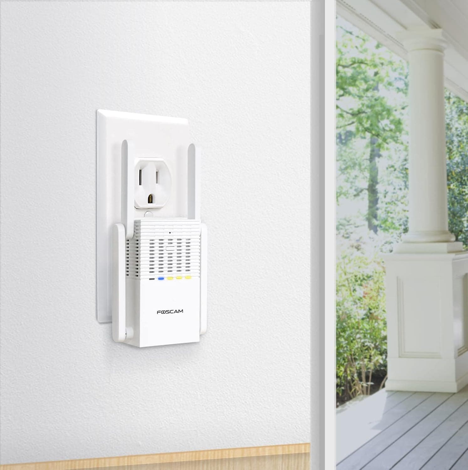 Foscam Video Doorbell Chime 2.4G & 5GHz Dual Band Wireless Amplifier, WiFi Range Extender 1200Mbps Signal Booster Repeater with Intelligent Signal Indicator and Ethernet Port