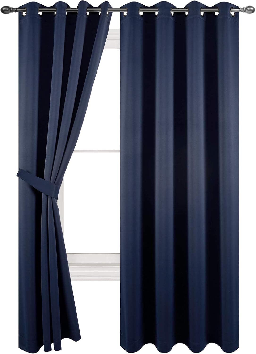 TEXPLUS 2 Panels Solid Color High Shading Grommet Top Blackout Curtains for Bedroom (Dark Blue, 2x52Wx84L inches)