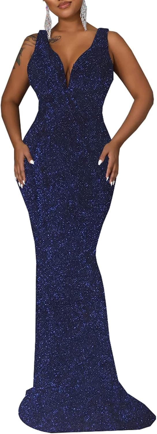 JTNFairy Sexy Sparkly Formal Dresses for Women Off Shoulder High Split Long Maxi Elegant Mermaid Evening Gown Cocktail Dress