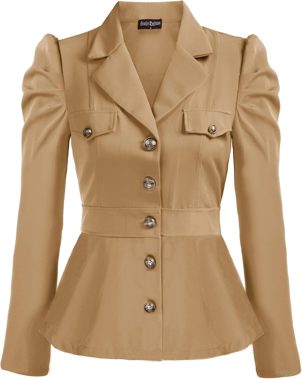 Scarlet Darkness Women Rerto Victorian Jacket Lapel Collar Peplum Hem Blazer
