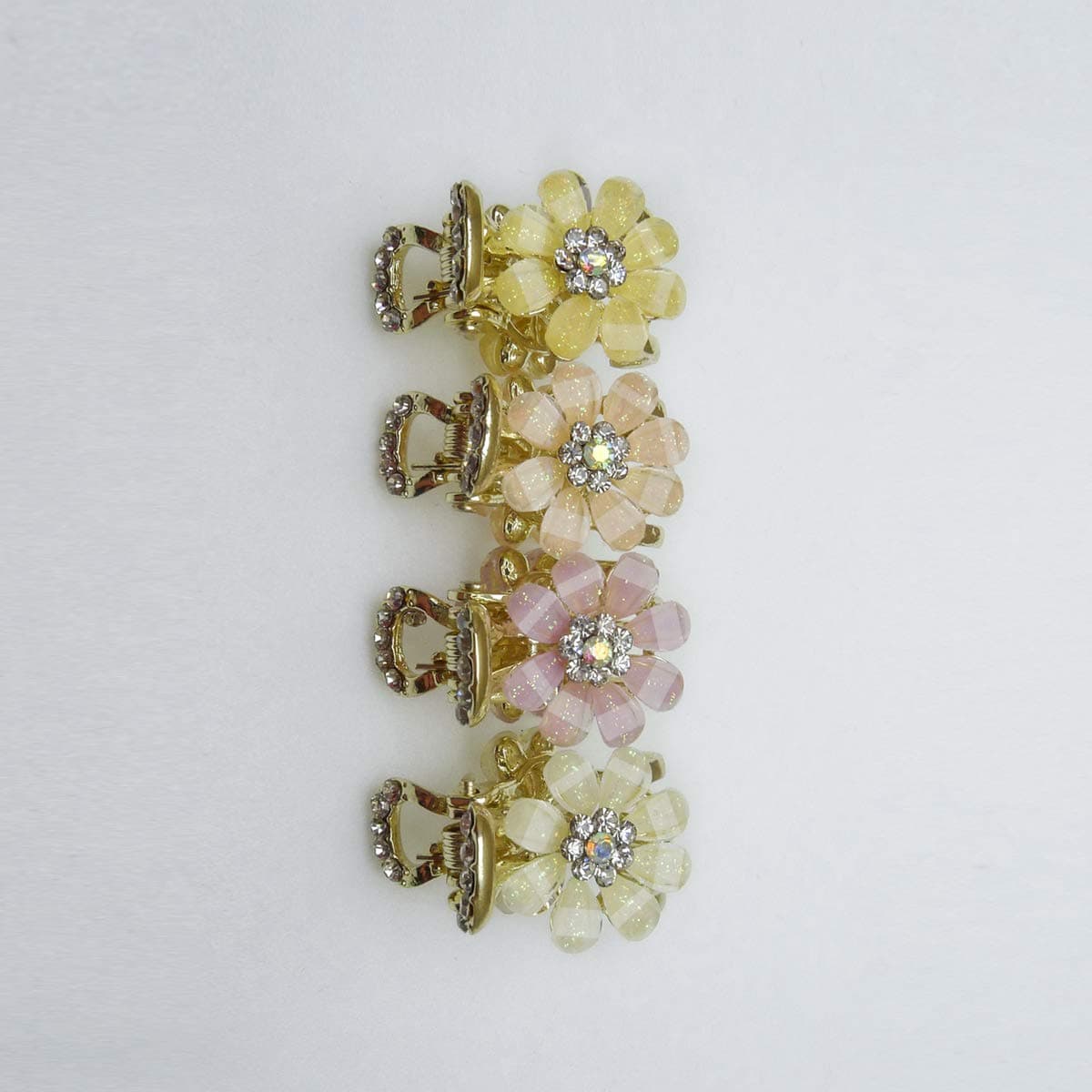 Handmade Mini Metal Hair Clips Crystal Claws Pins Clamps for Girls and Women (4 Pieces)
