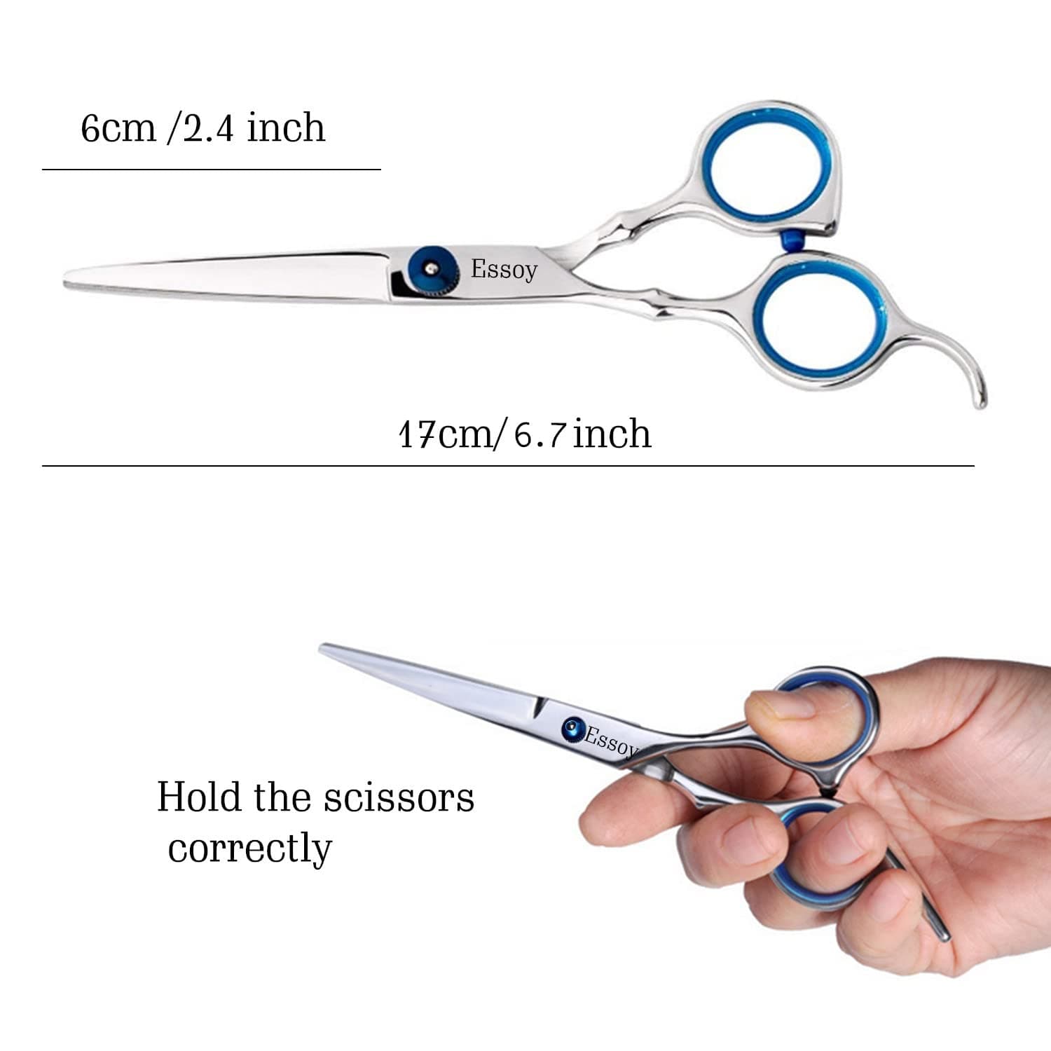 Hair Cutting Scissors Shears 6.7-Inch,ESSOY Japanese Stainless Steel Professional Hairdressing Scissors for Home Salon Barber Women Men
