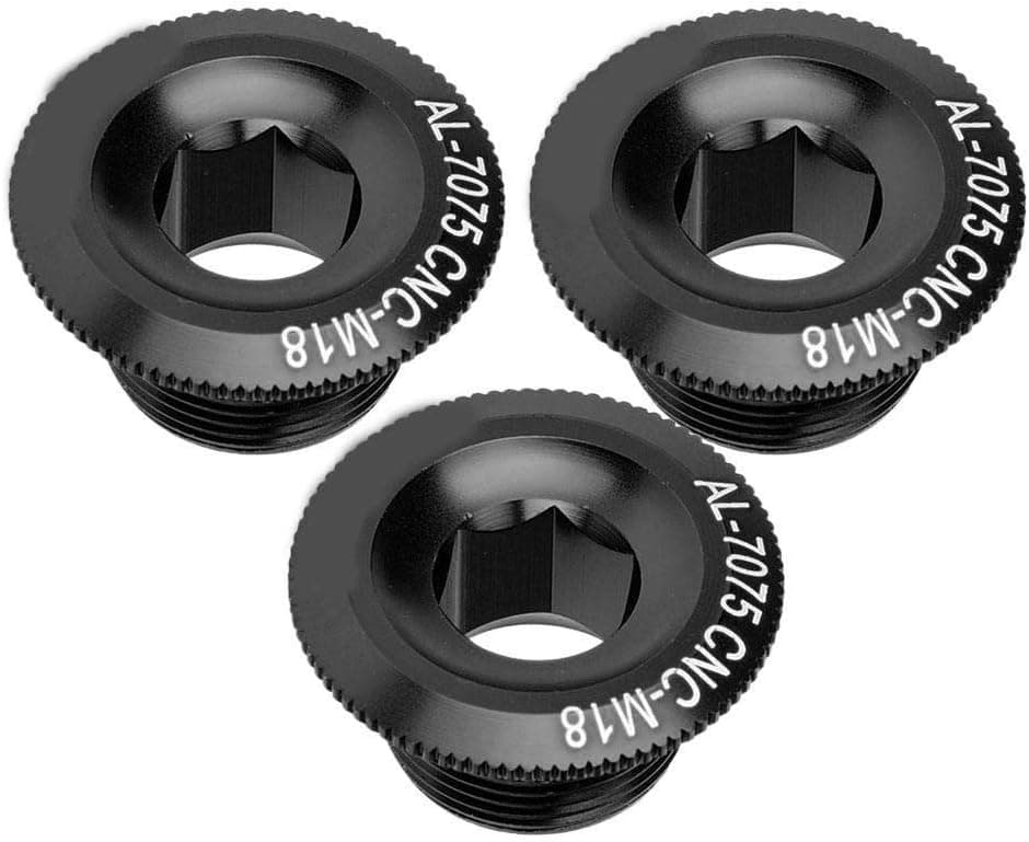 Bike Crank Bolts Aluminum Alloy Crank hat Plate Crank Cover Bicycle Crankset Screw hat 3Pcs 18mm(Balck)