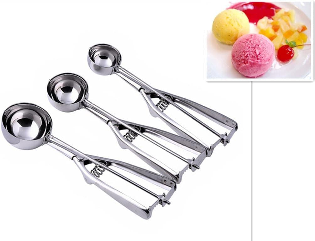 3pcs Stainless Potato Masher Kitchen Ice Cream Scoop Cookie Muffin Dough Spoon