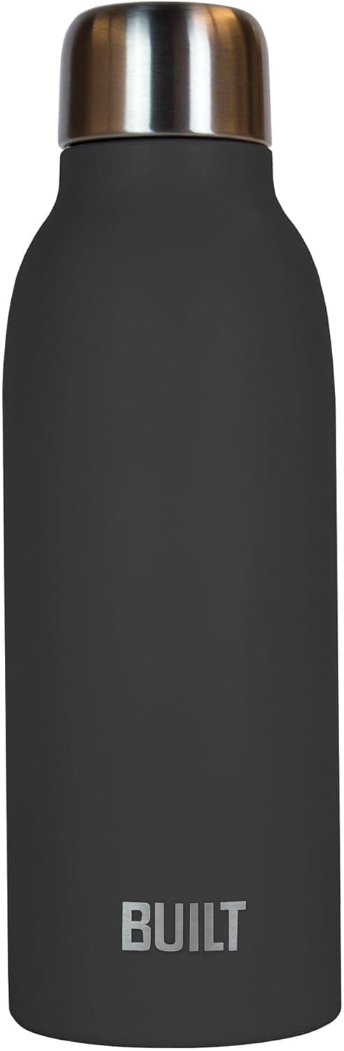 BUILT Perfect Seal Caliber Double Wall Vacuum Insulated Water Bottle, 18-Ounce, STAINLESS STEEL