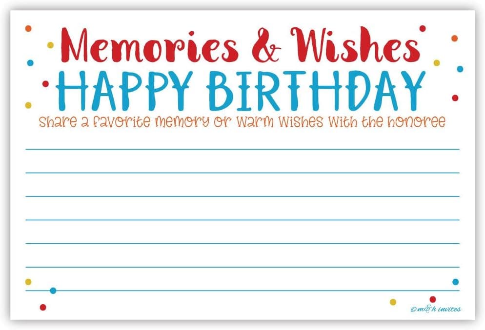 Colorful Birthday Memories and Wishes Cards (50 Count)