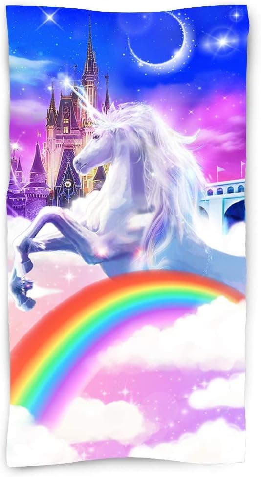 pinata Unicorn Beach Towel Sand Free, Microfiber Rainbow Bath Towels for Kids Adults, Air-Castle Beach Blanket Oversized 30" X 60", Large Towels for Travel, Sports, Swim, Spa