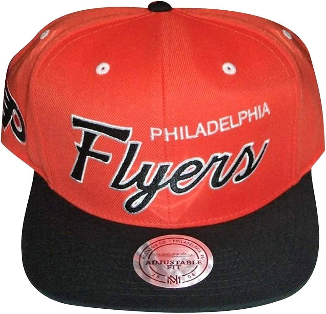 Philadelphia Flyers Script Orange/Black Two Tone Snapback Adjustable Plastic Snap Back Hat/Cap