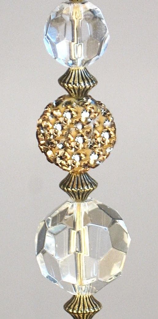 Glimmering Gold Rhinestone and Clear Crystal Glass Ceiling Fan Pull Chain