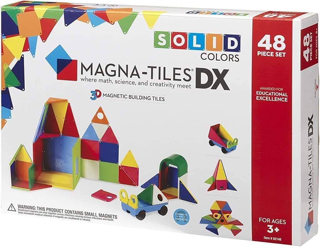 Magna-Tiles 48-Piece Solid Colors Deluxe Set, The Original, Award-Winning Magnetic Building Tiles for Kids, Creativity and Educational Building Toys for Children, STEM Approved