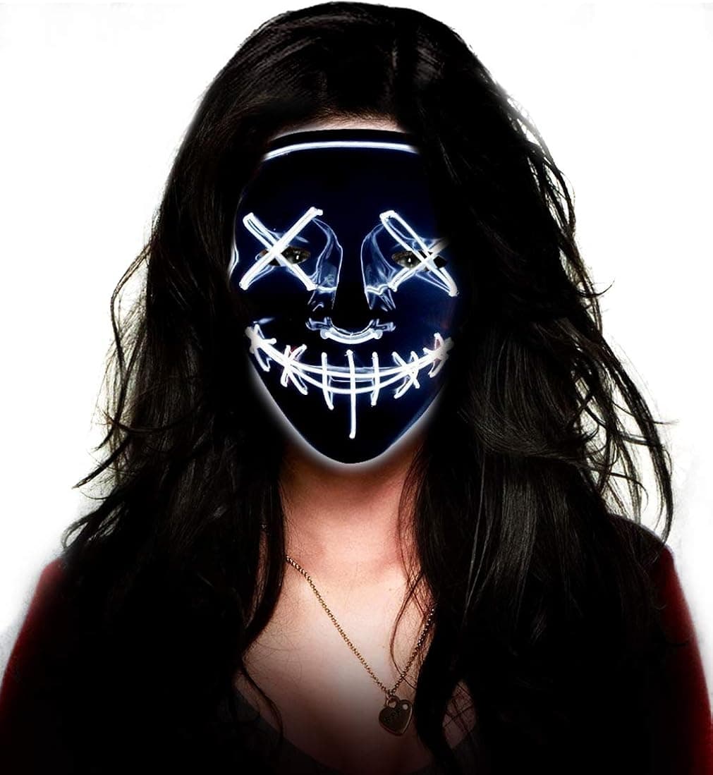 CHAOYU LED Halloween Mask Light up Mask purge Mask Halloween Festival Party for Men Women Kids White