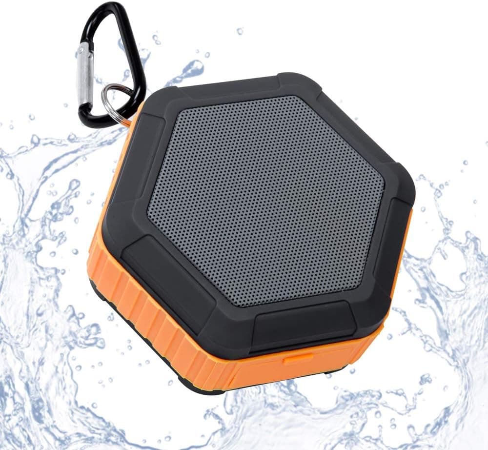 Kingwin Bluetooth Speaker, Outdoor Waterproof, Wireless Portable Travel Mini Shower Speaker with Subwoofer, Enhanced Bass, Built in Mic for Sports, Camping, Hiking, Pool, and Beach(Orange)