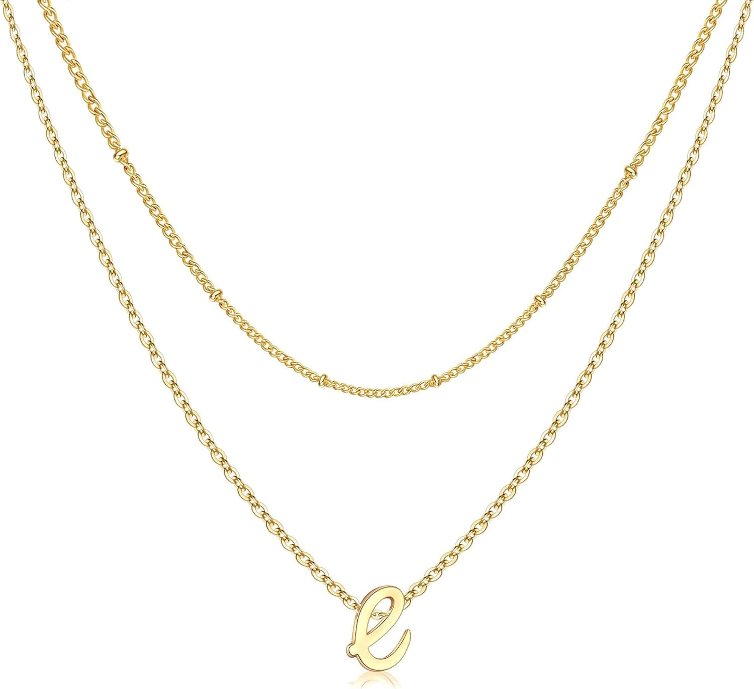 Yoosteel Layered Initial Necklaces for Women Girls, 14K Gold Plated Dainty Layering Letter Necklace Personalized Monogram Layered Gold Silver Initial Necklaces for Women Girls Jewelry