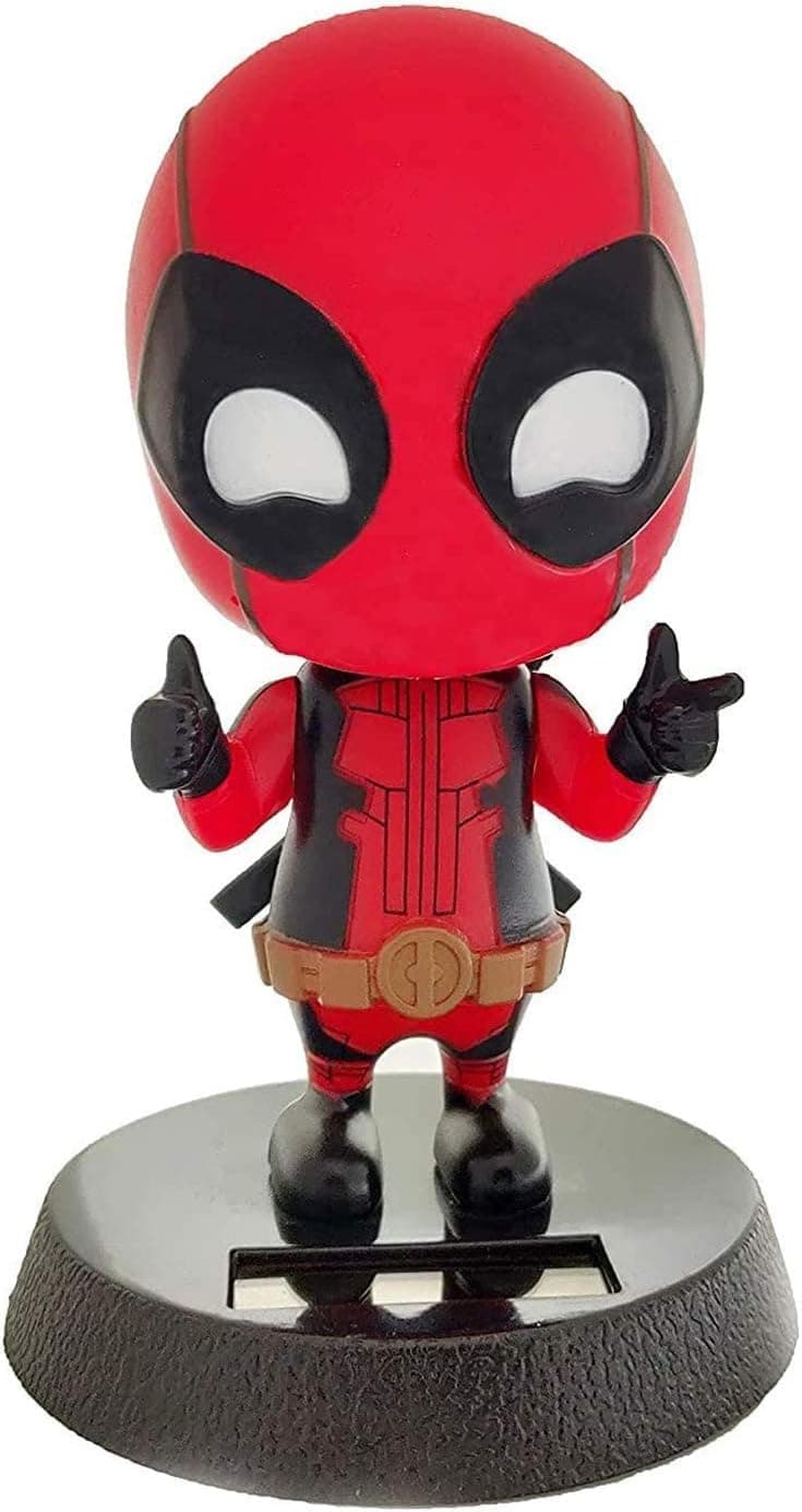 RRI Deadpool Cute Solar Powered Bobblehead Home Office Ultra Detail Relaxing Toy ., Red, 4 inches