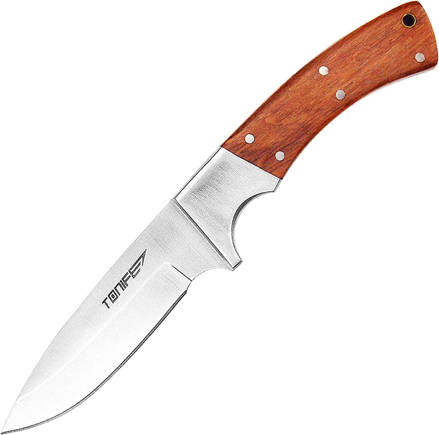 TONIFE NorthStar Full Tang Fixed Blade Hunting Knife with Natural Rosewood Handle and Nylon Sheath