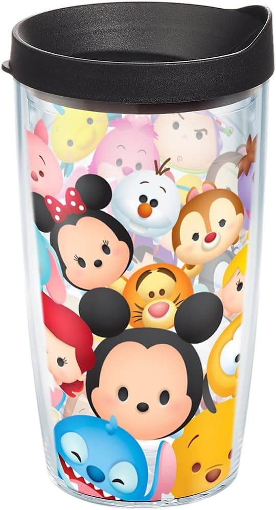 Tervis Disney - Tsum Tsum Stack Tumbler with Wrap and Black Lid 16oz, Clear