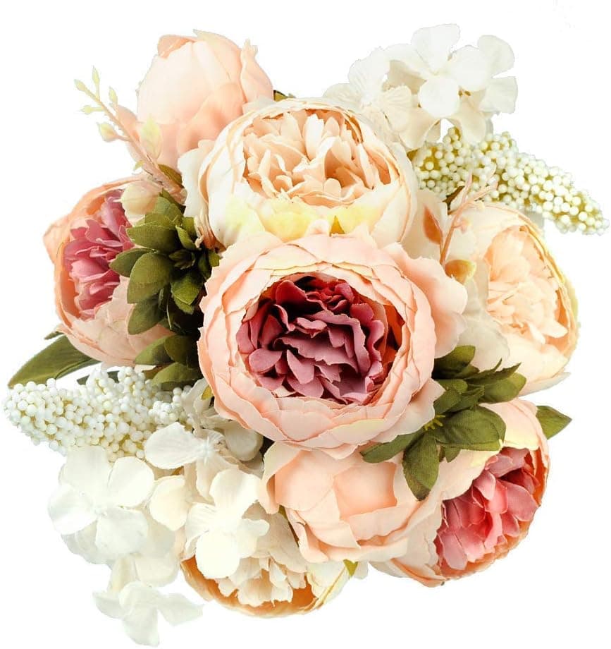 ShengyuanLouiesya Louiesya Artificial Flowers Fake Silk Peony Flower Bouquet Floral Plants Decor for Home Garden Wedding Party Decor Decoration,Light Pink