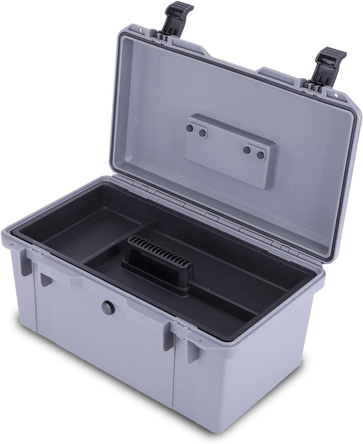 HILDRYN Portable Tool Box,Grey-15.55x8.85x7.08 inch Plastic Toolboxes with Removable Tool Tray Hardware Organizer Case for Craft Storage, Household