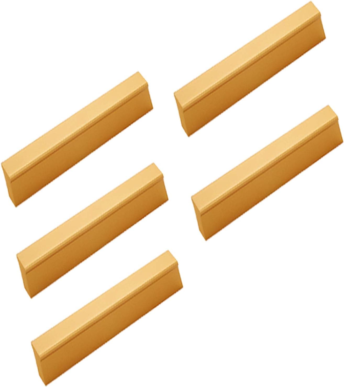 Jeeleno Cabinet Pulls Drawer Handles,Drawer Pulls Knobs,Handles Pulls for Dresser,Modern Brushed Furniture Hardware Pulls Knobs,5-Pack Hole Center 2-1/2 in, Cabinet Handle Length 3.1In(Gold)