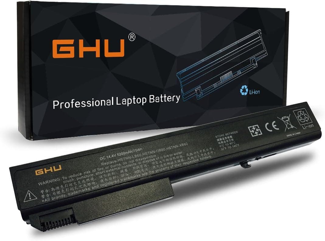GHU New Laptop Battery 75wh Replacement for HP EliteBook 8530P 8530W 8540P 8540W 8730W 8740W 8530 8730 493976-001 HSTNN-LB60 HSTNN-OB60 HSTNN-XB60 AV08 AV08XL KU533AA 501114-001 5200mAh