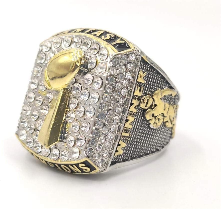 Customize Fantasy Football Championship Silver & Gold Rings Three Dimensional Trophies Prize