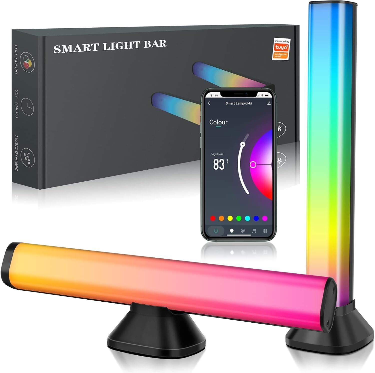 Takytao RGB Light Bars for Room, APP Control TV Backlight for Entertainment, LED Light Bar with Scene Modes and Music Modes, Gaming Ambient Lights for TV Backlight, PC, Party (APP Control)