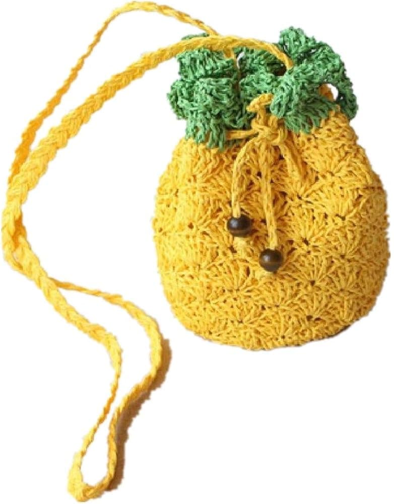 Women Girls Straw Fruit Handbag Woven Crossbody Travel Beach Summer Bags Fashion Satchel Coin Purse