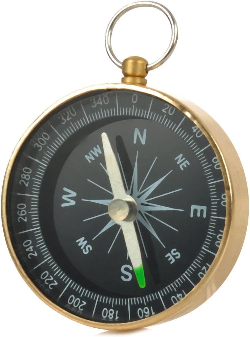 IDS Home Durable Compass Compact Aluminum Alloy Black + Golden Casing Compass