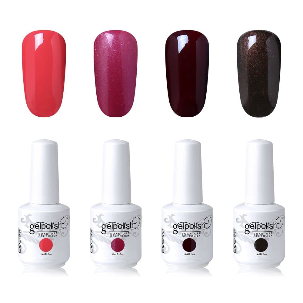 Elite99 Soak Off Gel Polish Lacquer UV LED Nail Art Manicure Kit 4 Colors Set G-C184 (20pcs Gel Remover Wraps)