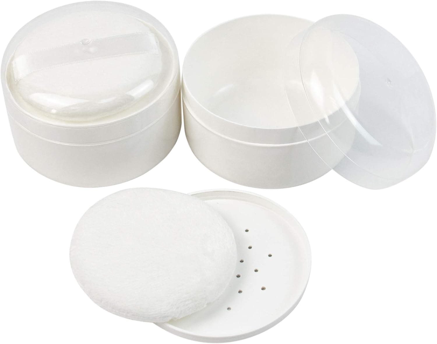 Framendino, 2 Pcs Empty Powder Applicato Containers Dusting Powder Box with Powder Puff and Sifter for Home Travel