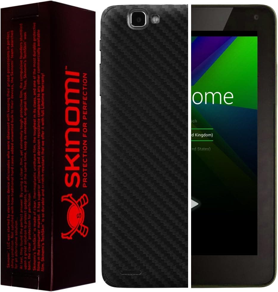 Skinomi Black Carbon Fiber Full Body Skin Compatible with Hisense Sero 7 PRO (M470BSA)(Full Coverage) TechSkin with Anti-Bubble Clear Film Screen Protector