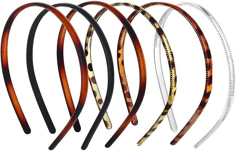 UUYYEO 12 Pcs Plastic Plain Headbands Teeth Comb Headbands Skinny DIY Hair Bands Thin Hair Hoops for Women Girls