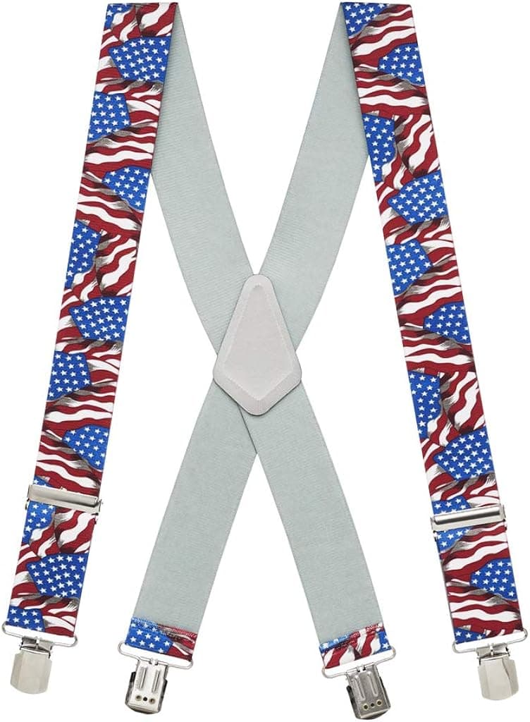Suspender Store AMERICAN FLAG 2-Inch Wide Pin Clip Suspenders