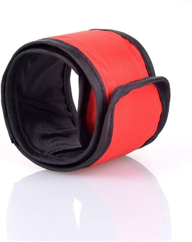 Hosyl LED Safety Slap Band Glow Bracelet Armband for Cycling,Running,Jogging and Walking - Best Reflective Flip Belt for High Visibility - Best Safety Gear in The Dark for Women,Men & Kids (Red)