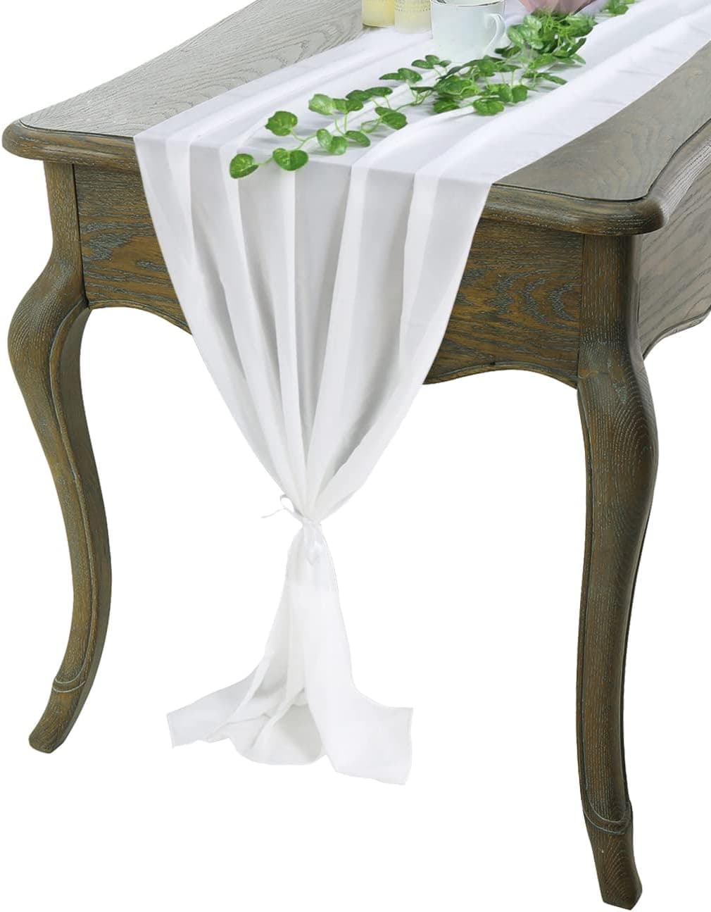 Nowepai White Chiffon Table Runner 6 Pack 27x120 Inches Sheer Table Cloth White Cheesecloth Romantic Rustic Wedding Party Bridal Shower Decorations