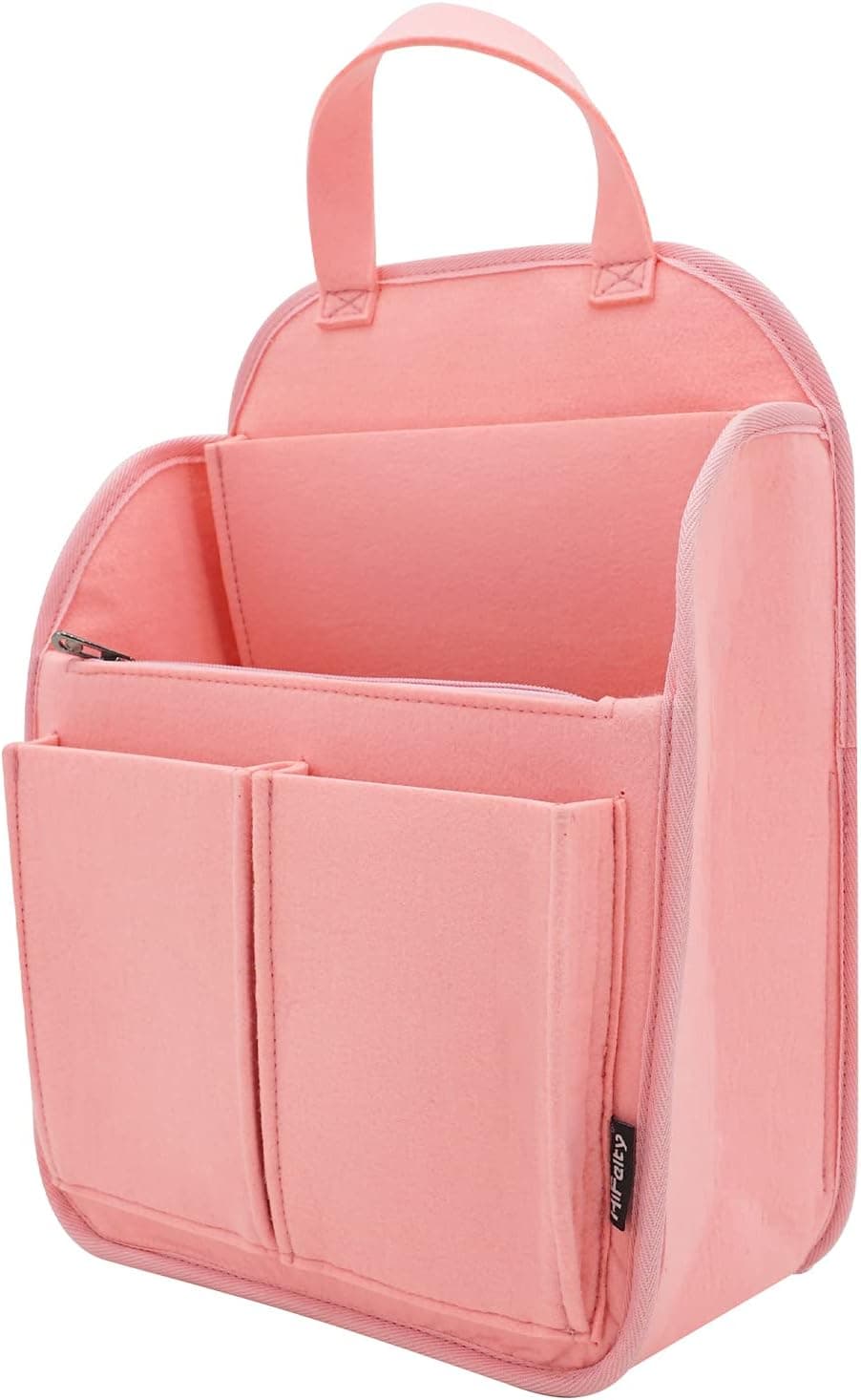 HIFELTY Backpack Organizer Insert, Felt Travel Rucksack Handbag Tote Purse Insert with Zipper, Large Divider Laptop Shoulder Bag Diaper Bag Storage Organizer for Men Women (Pink)