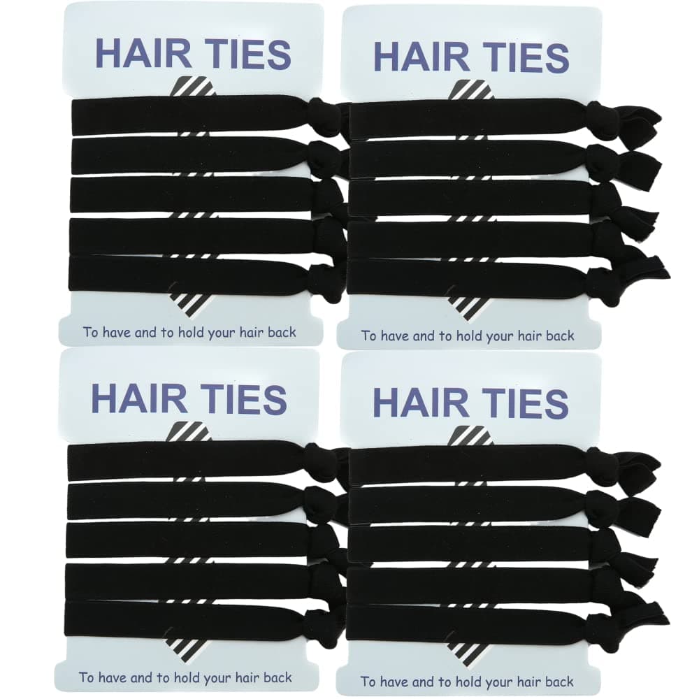 Hasoar Knotted man bun Hair Ties 20pcs Hair Ties bands for Men Handmade Elastic mens Bun Hair Tie No Damage Flat Hairties Gift for Mens Long Curly Long Hair (Black)