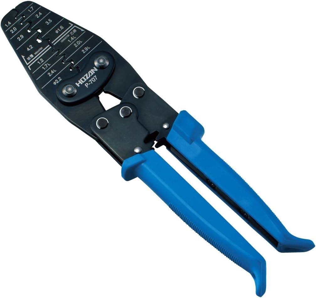 Hozan P-707 Crimping Tool (For Open Barrel Contacts) Crimping Pliers, 15 Types of Large and Small Dice, Compatible with a Wide Range of Terminals