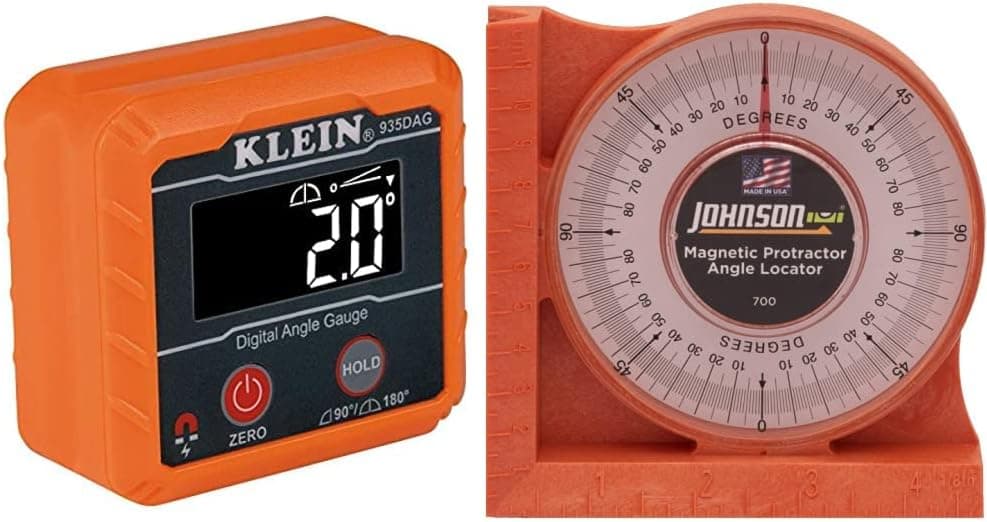 Klein Tools 935DAG Digital Electronic Level and Angle Gauge, Measures 0-90 and 0-180 Degree Ranges, Measures and Sets Angles & Johnson Level & Tool 700 Magnetic Angle Locator, Orange, 1 Locator