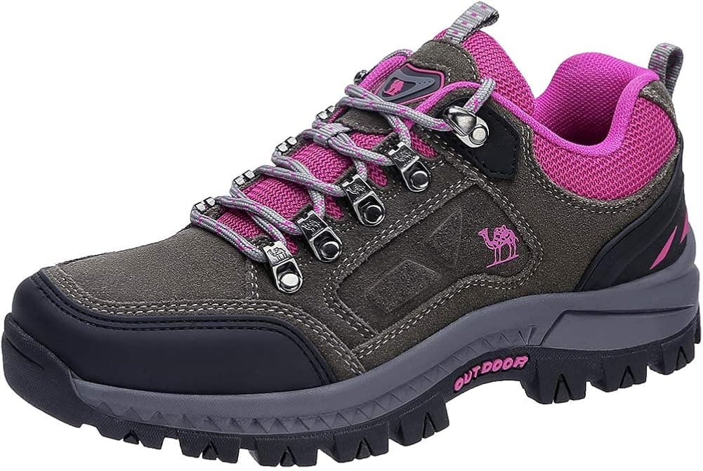CAMEL CROWN Women's Outdoor Leather Hiking Shoes Low Cut Boots Breathable Lightweight Sneaker for Walking Trekking