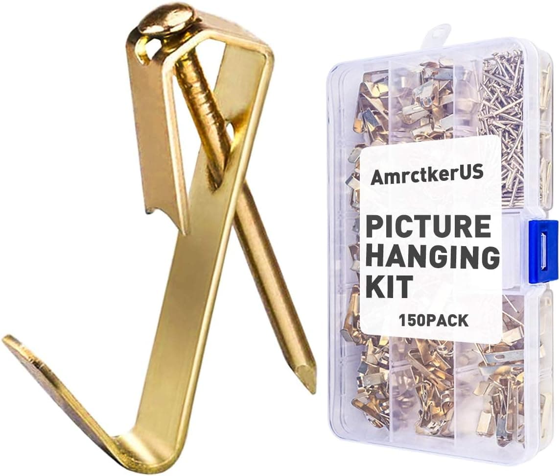 Picture Hanging Kit Includes Hooks-150pcs 30lbs Professional Grade Picture Hooks with Nails,Picture Hangers, Hooks, Nails and Hardware for Canvas,Office,Clock,Mirror