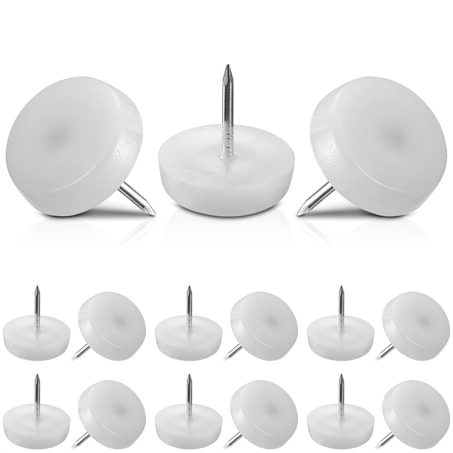 100Pcs Furniture Sliders for Hardwood Floors - Chair Leg Floor Protectors Nail Furniture Slider Nylon Sliders for Moving Furniture Table Feet Glides - 18mm Furniture Pads for Chair Leg Protectors